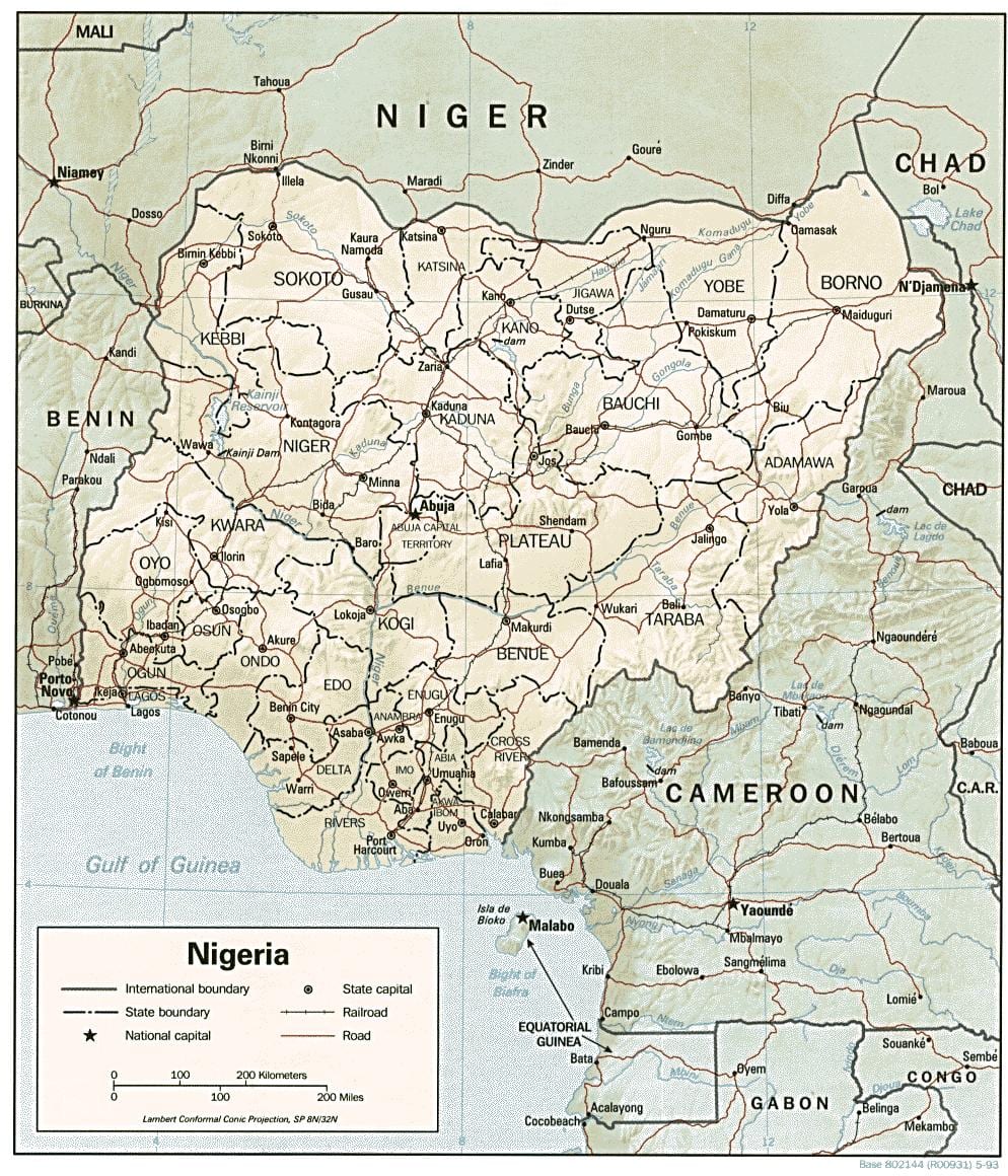 Kaart van atlas nigerië
