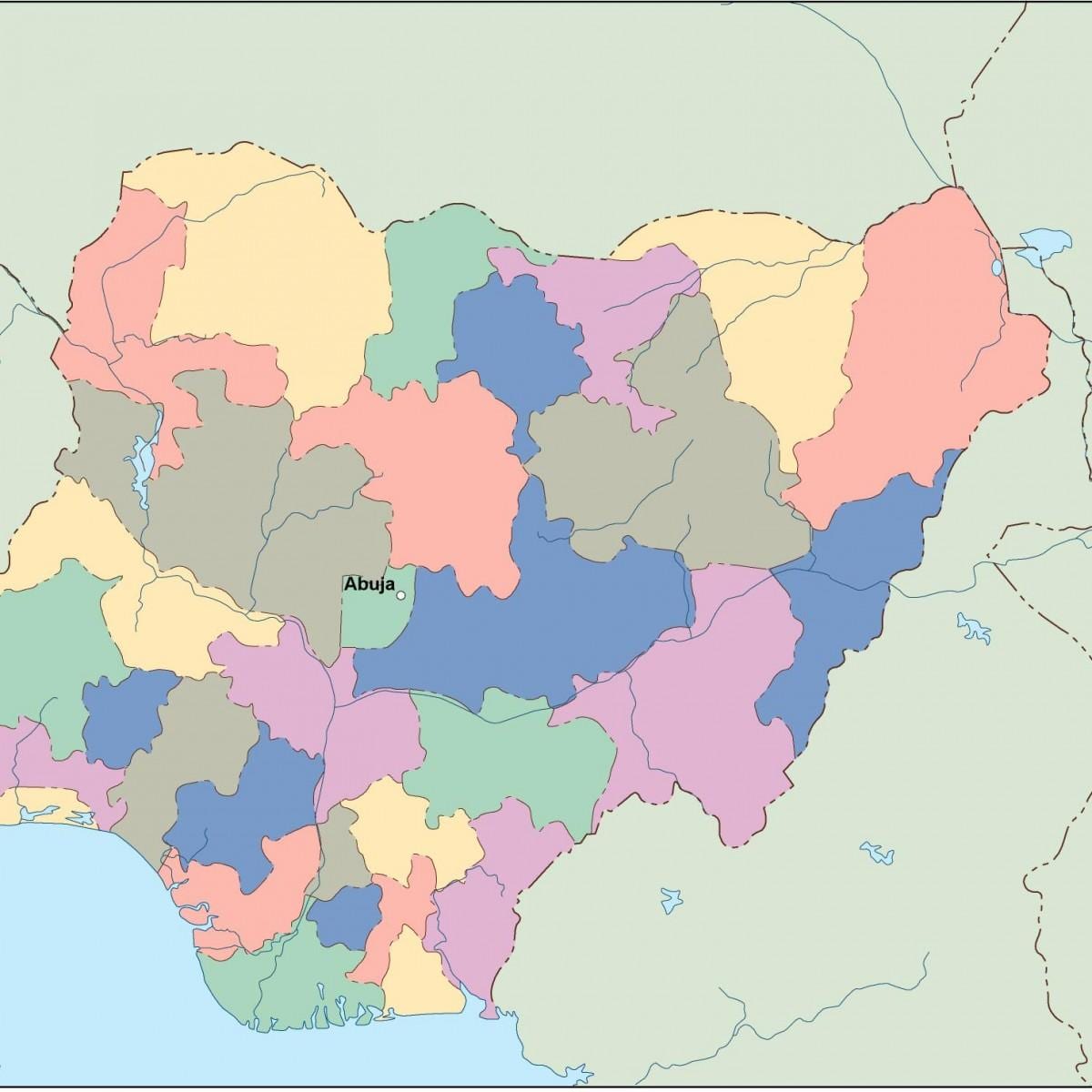 Kaart van bewerkbaar nigerië