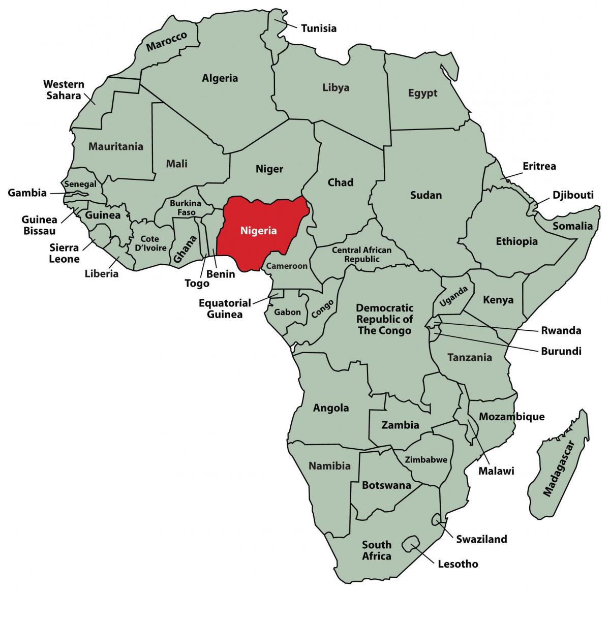 Kaart van afrika wat nigerië
