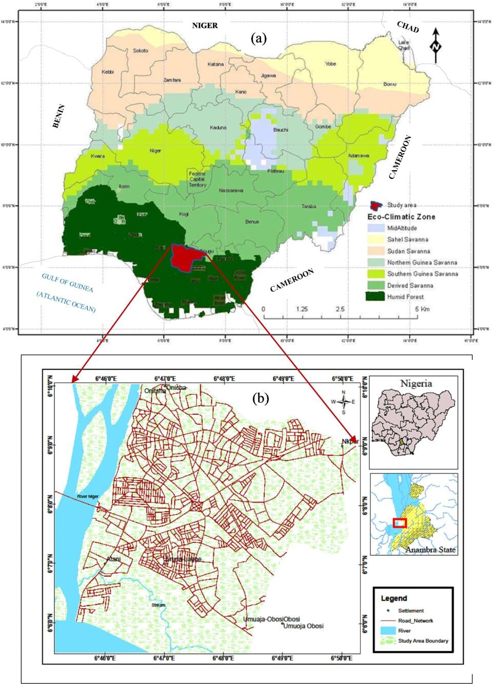 Kaart van nigerië wat plantegroei gordels