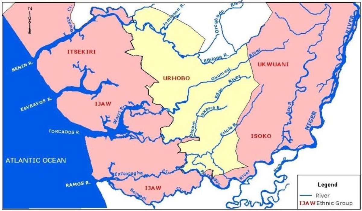 kaart van nigerië wat die groot riviere