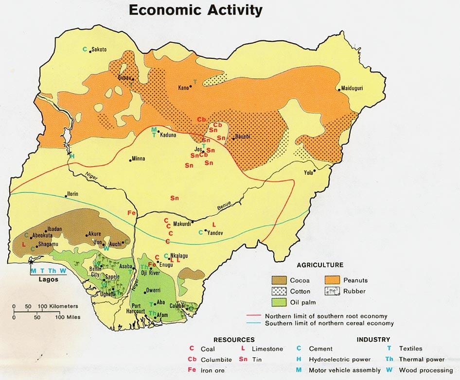 Kaart van landbou nigerië