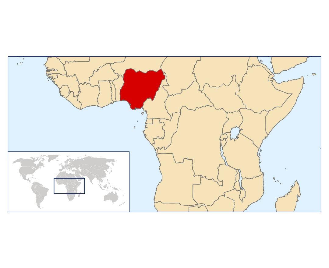 nigerië plek op die wêreld kaart
