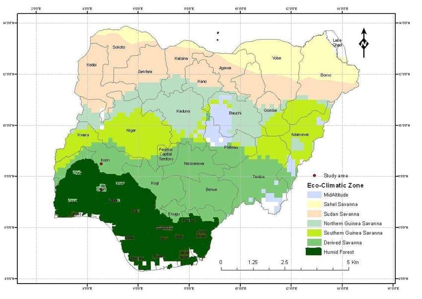 klimaat kaart van nigerië
