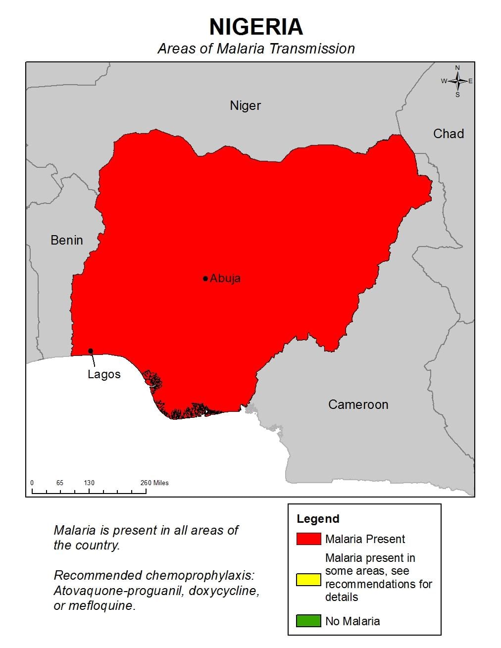 Kaart van nigerië malaria