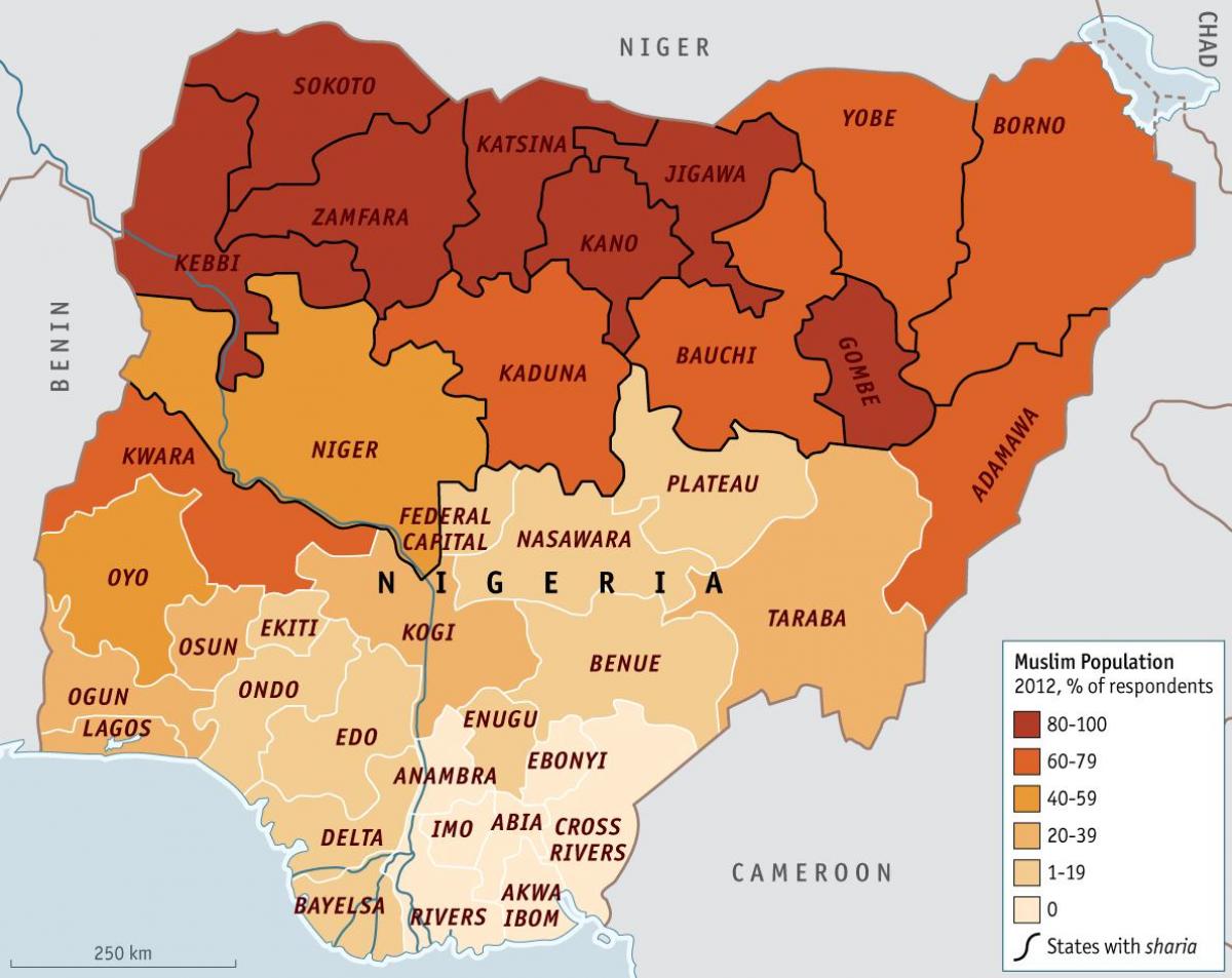Kaart van nigerië godsdiens