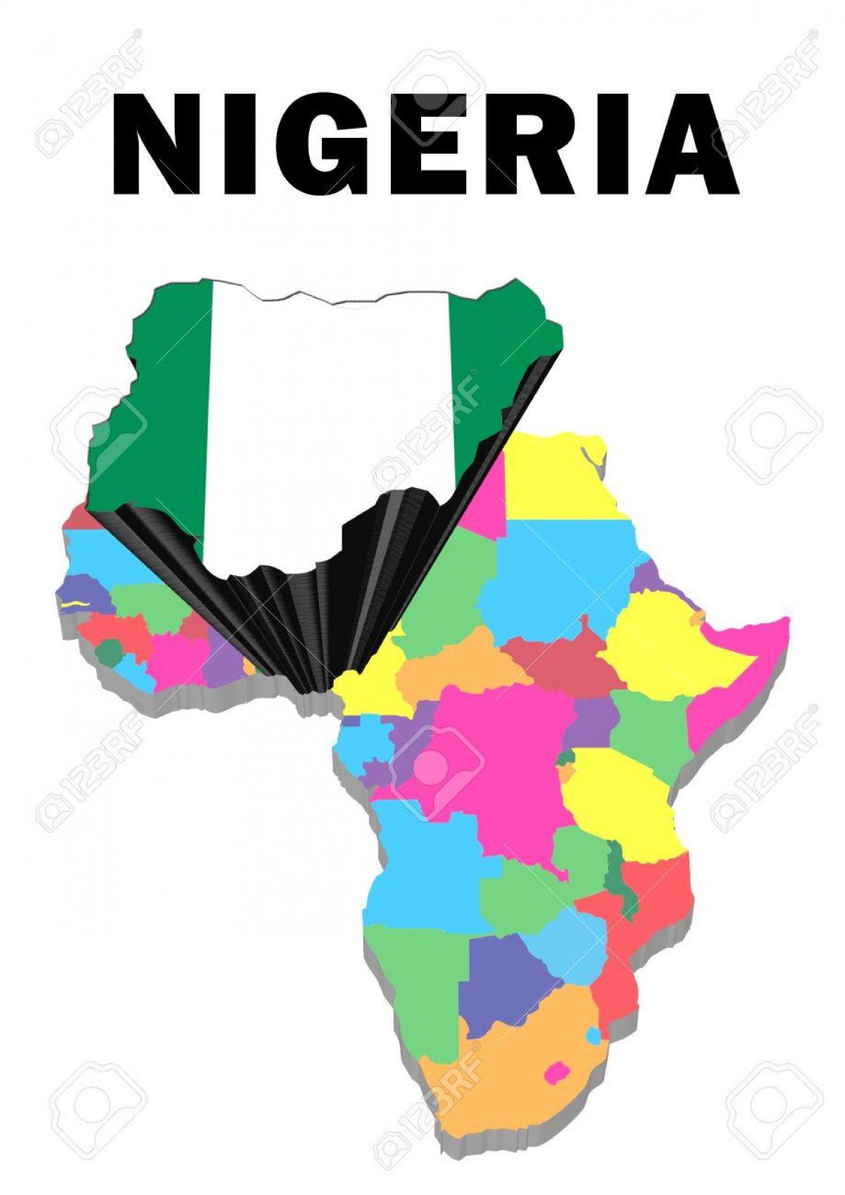 kaart van afrika met nigerië uitgelig