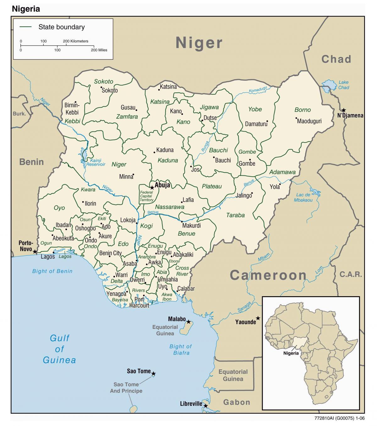 kaart van nigerië met die stede