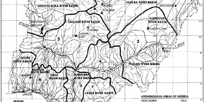Kaart van hidrologiese nigerië