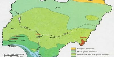 Kaart van nigerië wat die plantegroei