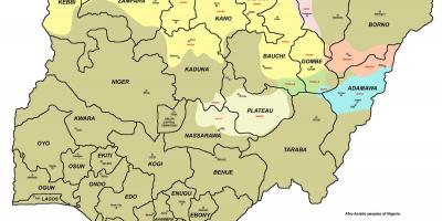 Kaart van nigerië met 36 state