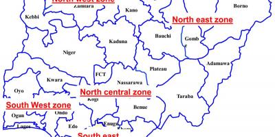 Kaart van nigerië wat ses geopolitieke sones
