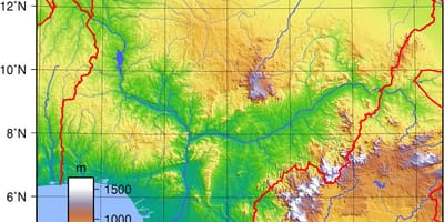 Kaart van nigerië topografiese