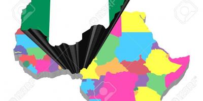 Kaart van afrika met nigerië uitgelig