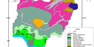 Kaart van nigerië wat plantegroei