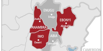 Kaart van suid-oos van nigerië